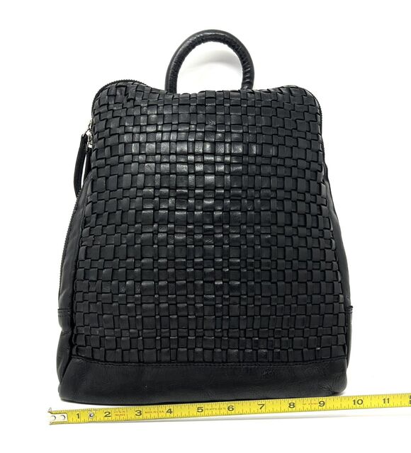Vilenca Holland Backpack Distressed Leather Woven Braided Black NWT TK48 main image 10